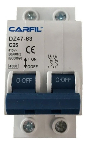 Llave Térmica Bipolar Carfil C25 0