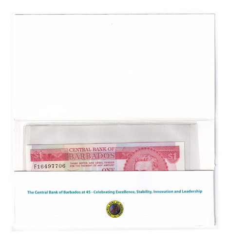 Barbados Billete 1 Dolar 1973 P-29 Unc Blister 45 Aniv. 1