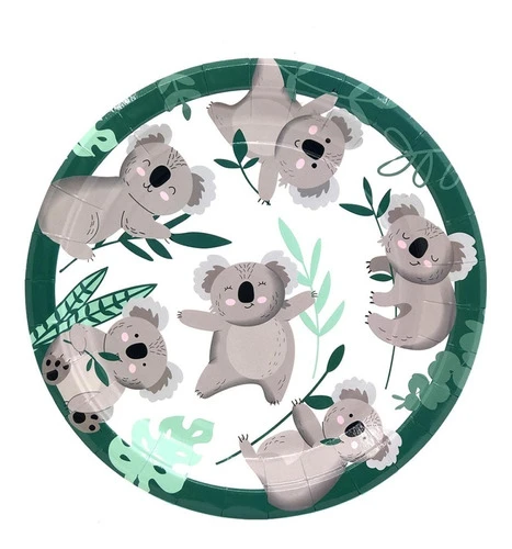 Plato Koala 23 Cm  X 10 Unid Animales Del Bosque Cotillón 0