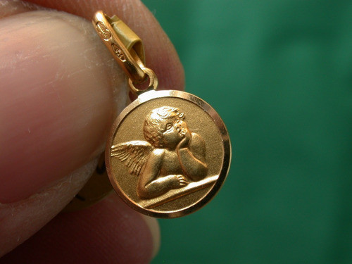 Medalla Oro 18k Angel Angelito Guarda Bautismo Unisex Luli 1 1