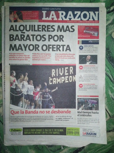 Diario La Razon * River Campèon * Año 2002 0