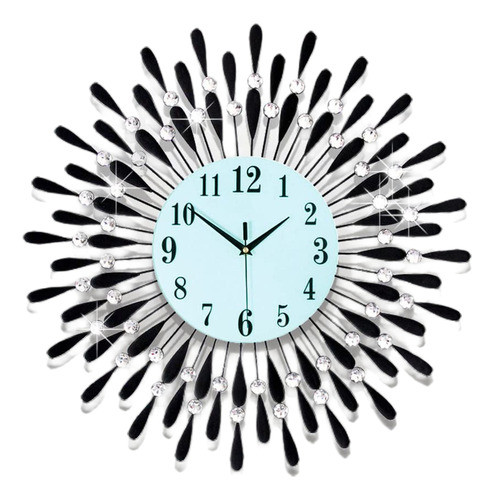 Reloj Pared Silencioso Negro Diseño Tipo Sol 60cm 0