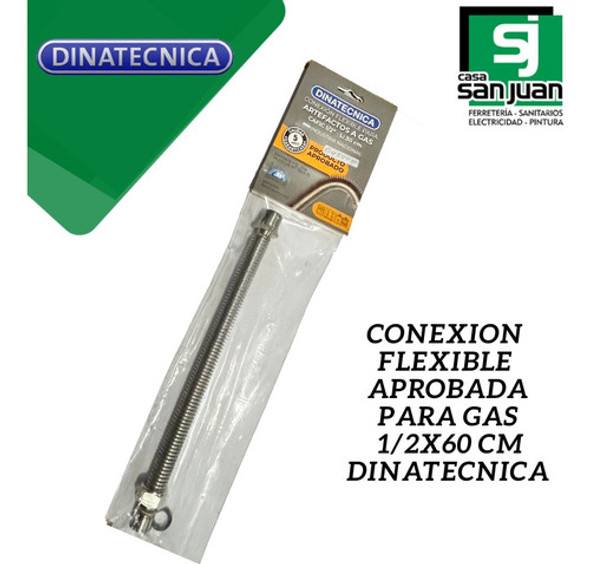 Flexible De Gas Aprobado 1/2 X 60 Cm Dinatecnica 1