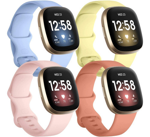 4 Mallas Para Reloj Fitbit Sense Y Fitbit Versa 3 (pasteles) 0