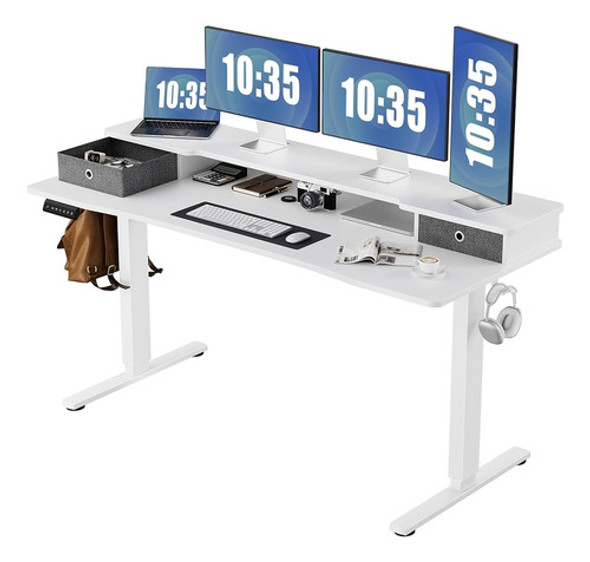 Sweetcrispy Escritorio Eléctrico De Pie Con Doble Cajón - 63 0