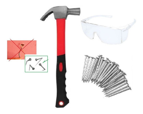 Martelo C/ Pregos P/ Parede Não Entorta E P/ Madeira +ocl.pr 0