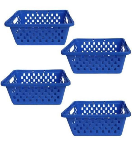Kit 4 Cestos Organizadores Pequeno  Azul 16x12x6cm 800 Ml 0
