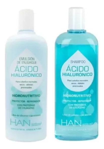 Shampoo + Enjuague Acido Hialuronico Sin Sulfatos - Han 0 Shampoo + Enjuague Acido Hialuronico Sin Sulfatos - Han 0