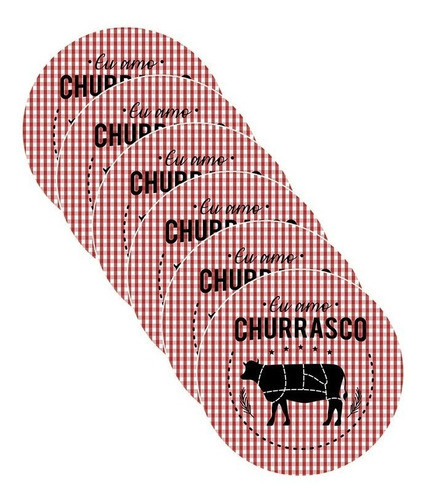 Sousplat Churrasco Vermelho Com Base - 6 Peças 0