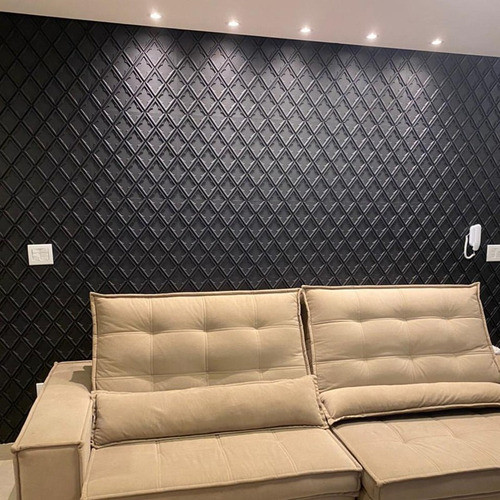 10 placas 3d Basic 50x50 Revestimento De Parede Veneto Preta 0