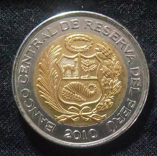 Perú 5 Nuevos Soles 2010 Sc Bimetalica Km 344 Linea De Nazca 1