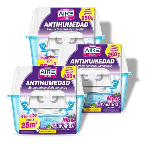 Antihumedad Fragancia Lavanda Aire Pur Max 25m3  3 Unidades 0