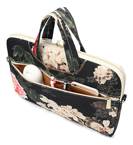 Dachee Black Peony Patten Impermeable Laptop Shoulder Messen 0