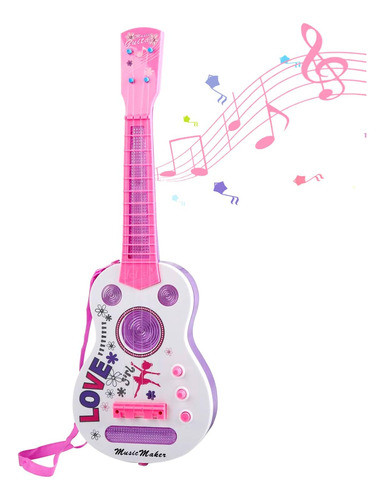 Guitarra Eléctrica Infantil Sanmersen De 4 Cuerdas Con Luces 0
