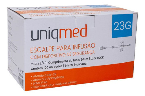 Escalpe P/ Infusão Com Disp. De Seg 23g - Cx 100 Und. 0