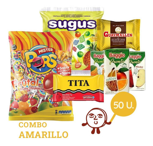 Golosinas Para Cumpleaños - Combo Amarillo 50 Chicos 1