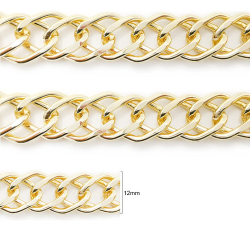 Corrente Aluminio Rofr.151577 12x18mm 1mt Dourado Claro 1