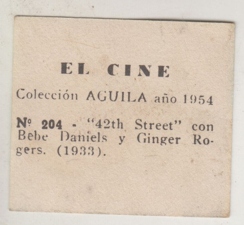 Cine 1954 Figurita Bebe Daniels Ginger Rogers Album Uruguay 1