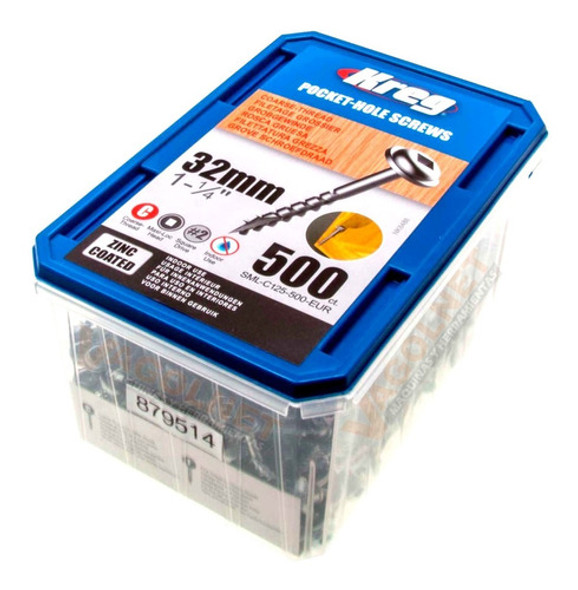 Tornillos De Zinc Kreg Sml-c125 De 1 1/4- 32mm 500 Unidades 0
