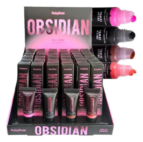 Box Lip Blam Balsamo Obsidian C/36 Unidades Ruby Rose Hb7400 0