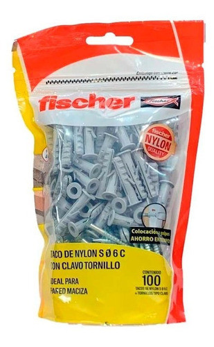 100 Tarugos Fischer S6 C + 100 Tornillo Clavo 3,5x40 0