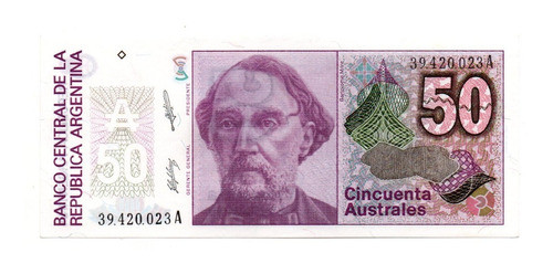 Argentina Billete 50 Australes Bottero 2832 Serie A Año 1989 0