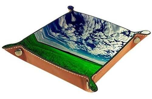 Aisso Valet Tray Field Sky Grass Impresión Cuero Bandejas D 0