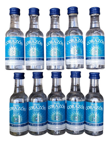 Pack Miniatura Tequila Corazon De Agave Blanco 50ml X10 Unid 0