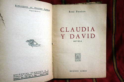 Claudia Y David Rose Franken Editorial Claridad 1944 1