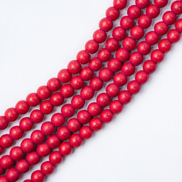 Fio Pedra Natural Howlita Vermelho 8mm 45 Contas Artesanato 0