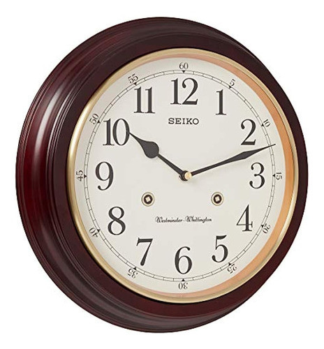 Reloj De Pared Seiko Redondo De 12  Con Acabado De Grano De 0
