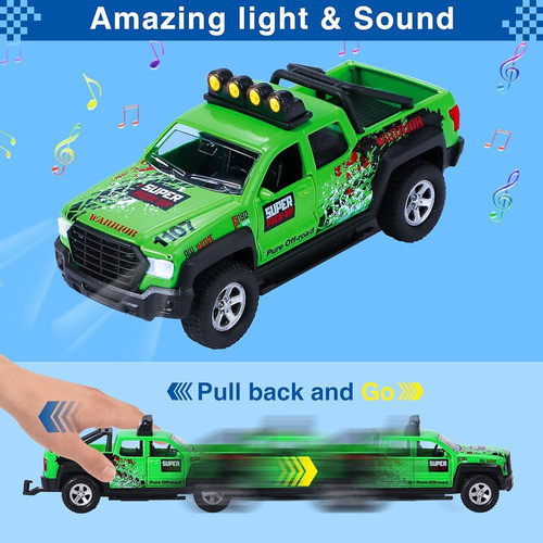 G.c 4 Pack Pickup Truck Trailer Toys For Boys Kids Toy Campe 1