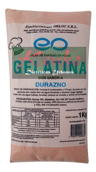 Gelatina 1kg Sabor Durazno Con Azúcar (orloc) Kenko  Almagro 0