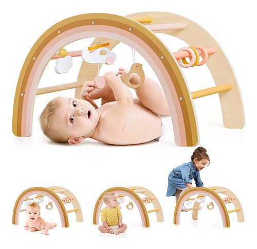 Tiny Land Baby Play Gym, Wooden Play Gym For Baby 0-6 Months 0