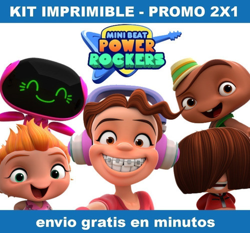 Kit Imprimible Candy Bar Mini Beat Power Rockers Promo 2x1 1