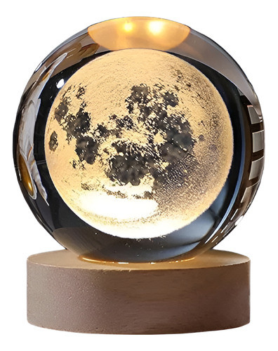 Lampara Esfera De Cristal - Base De Madera - Usb - 7 Cm 0