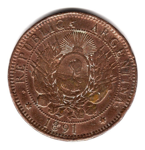 Argentina Moneda 2 Centavos Patacon Año 1891 Cj#32 0