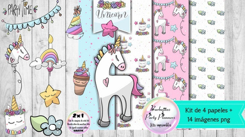 Papeles Fondos Y Cliparts Caballo Unicornio Kit Imprimible 1