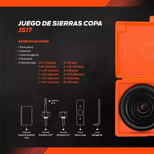 Juego De Sierras Copa Set Para Madera- 17 Piezas Hamilton 1
