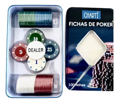 Kit Fichas Jogos Poker Tabuleiro Baralho Dealer 100 Fichas 1