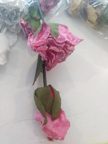 Vara Ramo Flores Artificial Rosa X 2 Terciopelo C/brillo Col 0