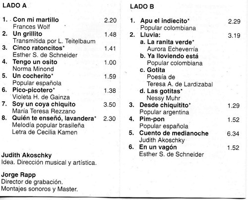 Cassette Judith Akoscky  Ruidos Y Ruiditos 1