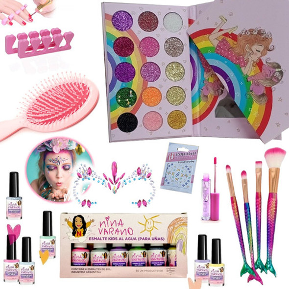 Kit De Maquillaje Par Nena Sombras Glitter Juego Niña Regalo 0