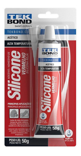 Silicone Alta Temperatura  50 Gr Vermelho Tek Bond 2 Unidade 0