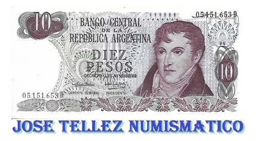 Bottero 2352 $ 10 Pesos Ley 18.188 Serie D Unc Palermo 0