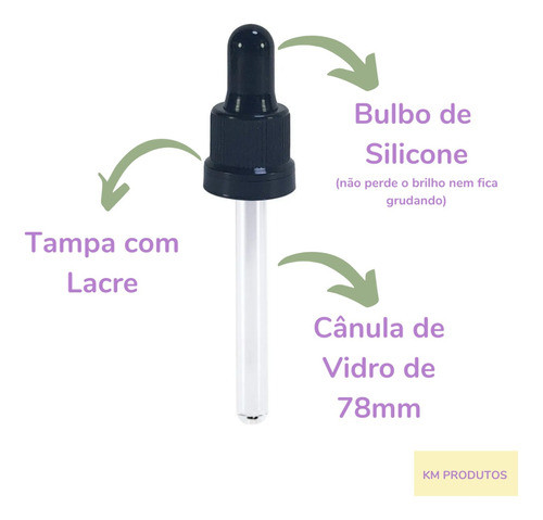 50 Conta Gotas - Tampa Com Lacre + Bulbo + Canula De Vidro 1