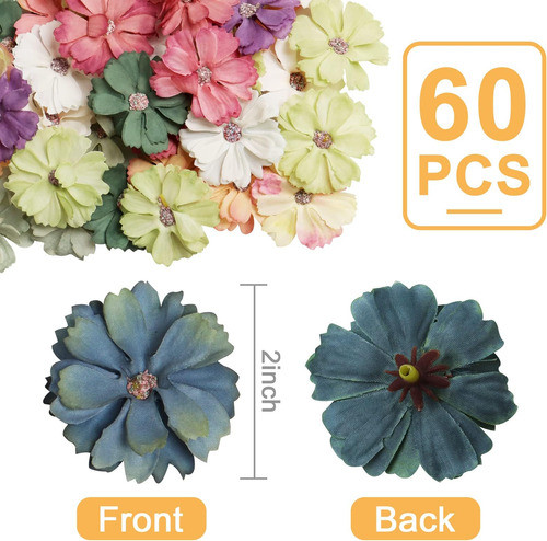 Wexpw Cabezas Flores Margaritas Falsas, 60 Piezas Flores Y Y 1