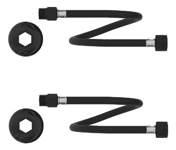 Kit2pcs-engate Flexível Pvc 40cm Preto Fosco - Mxf 1/2 Censi 0