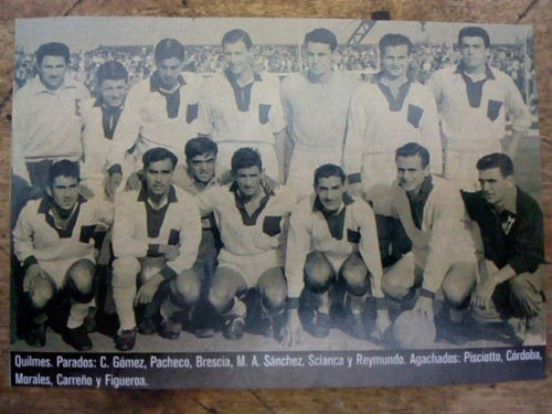 Recorte Quilmes Primera B 1958 0