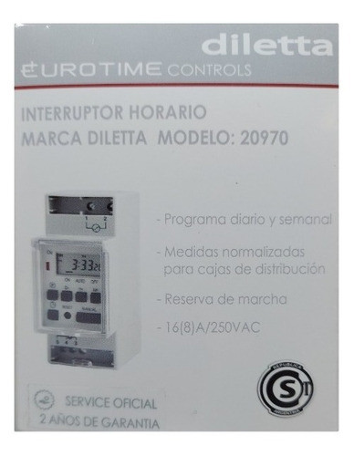 Timer Programable Digital Diaria Semana P / Riel Din Diletta 0